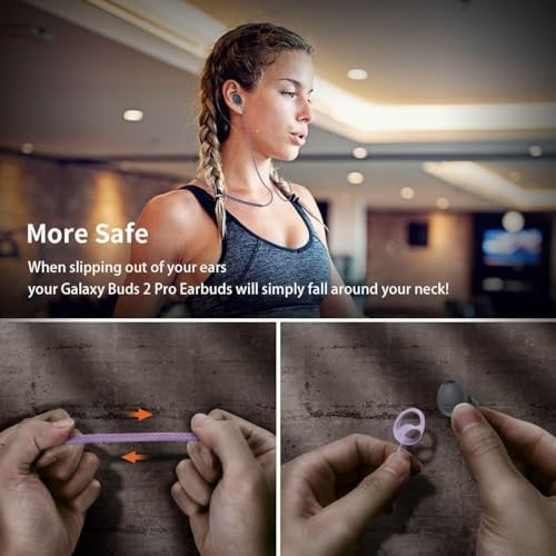 Galaxy Buds2 ile uyumlu/Galaxy Buds2 Pro ile uyumlu Yumuşak Güçlü Silikon Özel Kaymaz Tasarım Spor Kaybolmaya Karşı Kulaklık Aksesuarları Boyun ipi Lacivert - Görsel 3