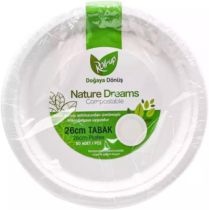 Roll-Up Nature Ekolojik Karton Kağıt Tek Kullanımlık Tabak - 26 Cm. - 50 Adetlik 1 Paket - Görsel 2
