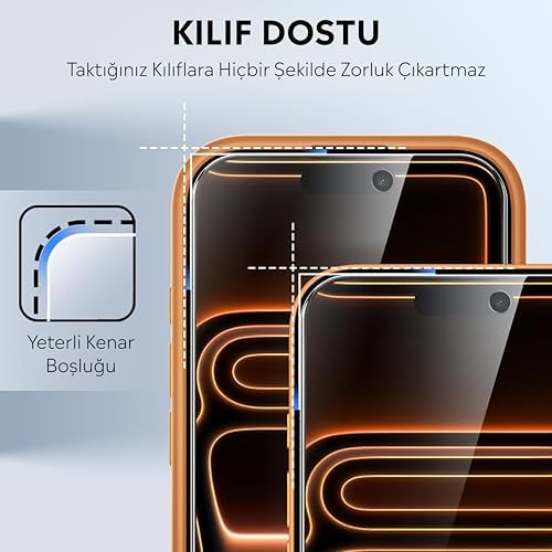 iPhone 17 Pro Max İçin Ultra Şeffaf Full Ekran Korumalı Pro Hayalet Temperli Cam Ekran Koruyucu - Görsel 3