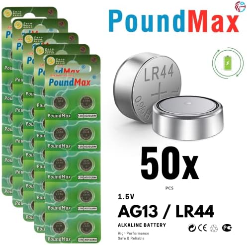 50 x PoundMax AG13 LR44 1,5 V PoundMax Alkalin Düğme Pil - Görsel 3