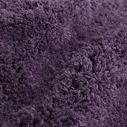 Clara Clark Banyo Halıları, Ultra Yumuşak Tüylü Banyo Halıları - Banyo için Banyo Paspası, Makinede Yıkama, Kaymaz Arka Kauçuk, 81 x 121 cm, Patlıcan Banyo Halısı Seti