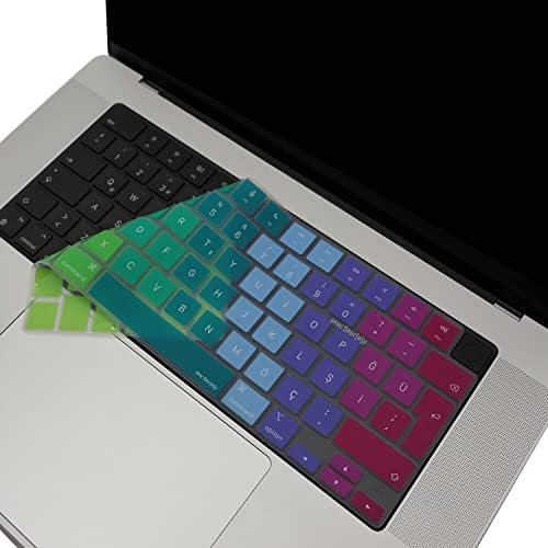MacBook Türkçe Q Klavye Koruyucu Pembe Yeşil M1-M5 | A2681 A3113 A3240 A3449 A2442 A3426 A3434 A2485 A3429 | Air Pro Neo 13 | Silikon Keyboard Cover Touch ID - Görsel 3