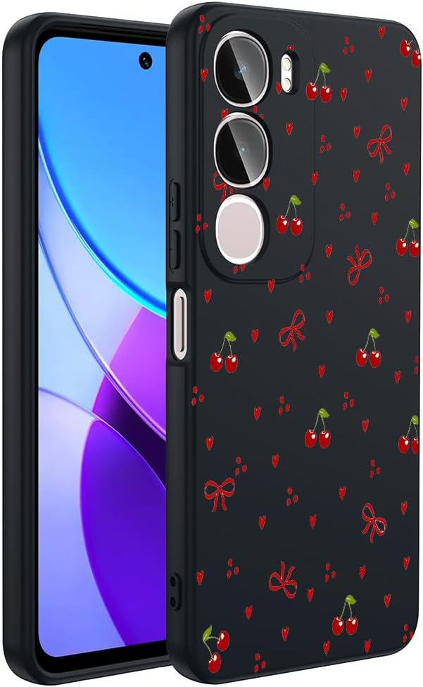 Vivo Y19 5G / Y04 İle Uyumlu Lüx Kalite Özel Tasarım Baskılı Silikon Telefon Kılıfı-C8-Kiraz - Görsel 3