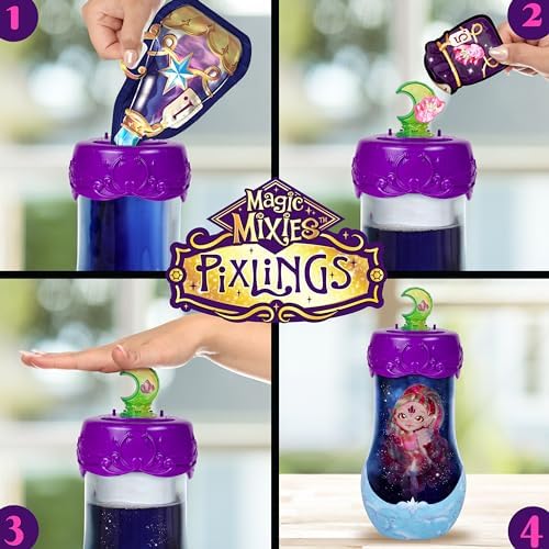 Magic Mixies Pixlings Shimmerverse Serisi, Faye Peri Pixling'i Sihirli Bir Şekilde Ortaya Çıkarmak için Sihirli İksir Yaratın ve Karıştırın, Bu Güzel 16,5 cm Pırıltılı Pixling Moda Bebek İksir - Görsel 3