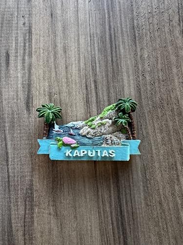 Alternative view of Dekoratif Kaputaş Plaj Temalı Mıknatıs, Turkuaz ve Yeşil Palmiye Ağaçlı, El Yapımı Buzdolabı Süsü