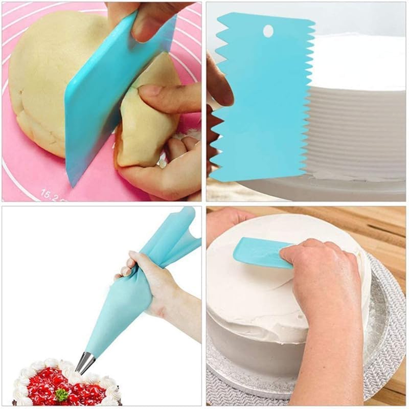 Profesyonel Pasta Süsleme Seti,18 Parça, Renkli Dekorasyon Marzipan Set Kalemi, Krema Sıkma Torbası, Spatula, Hamur Şekillendirici,Pasta Süsleme Araçları Trapez Spatula Pasta Aksesuarı Pasta Kiti