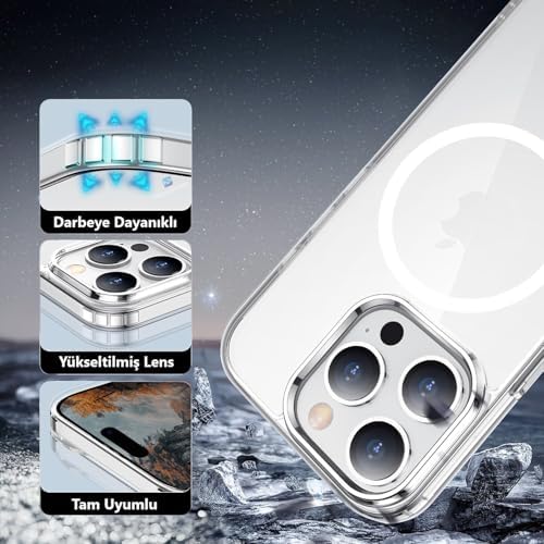 iPhone 16 Pro Max için MagSafe ile Uyumlu Kılıf Şeffaf Darbelere Dayanıklı Sararma Karşıtı Yüksek Lens Çevresi Güçlü Manyetik Tutuş Apple iPhone 16 Pro Max için MagSafe ile Uyumlu Kılıf - Görsel 3