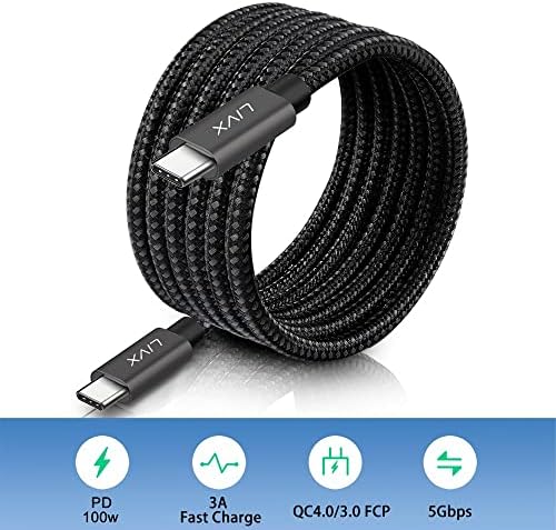 Solid 100W 5A PD2.0 Type C to Type C Hızlı Şarj ve Data Kablosu 2 Metre Halat Örgülü Space Gray LVA-TCT - Görsel 3