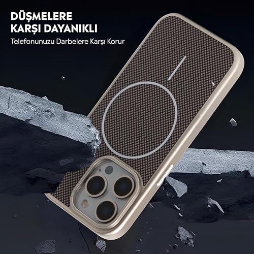 iPhone Karbon Fiber Görünümlü M-Safe Destekli Ultra Korumalı Slim Fit Kılıf (Gümüş, iPhone 16 Pro) - Görsel 2