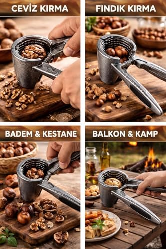 Döküm Metal Kuruyemiş Kıracağı, Ceviz ve Fındık İçin Dayanıklı, Ergonomik Saplı, Kaymaz Yüzeyli, Çok Amaçlı Sert Kabuklu Kırıcı - Görsel 3