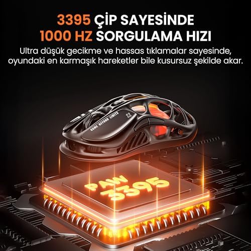 GravaStar Mercury M2 Oyun Faresi - 26.000 DPI Optik Sensörlü MMO Bilgisayar Oyun Faresi - 78g Hafif İçi Boş Tasarım - 5 Programlanabilir Düğme - 5 RGB Modu - Gizli Siyah - Görsel 3