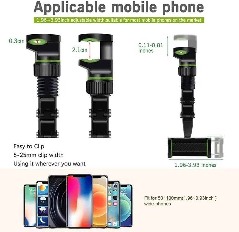 Dikiz Aynası, Koltuk Arkası, Çalışma Masası Telefon Tutucu, Standart, iPhone, , Xiaomi, Uyumludur, 360 Dönebilen Çok Fonksiyonlu Akrobat Telefon Tutucu - Görsel 3
