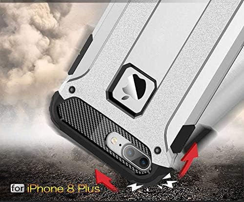 Apple iPhone 8 Plus ile Uyumlu Kılıf Çİft Katman Koruyucu Crash Military Tank Kılıf - Kırmızı - Görsel 2