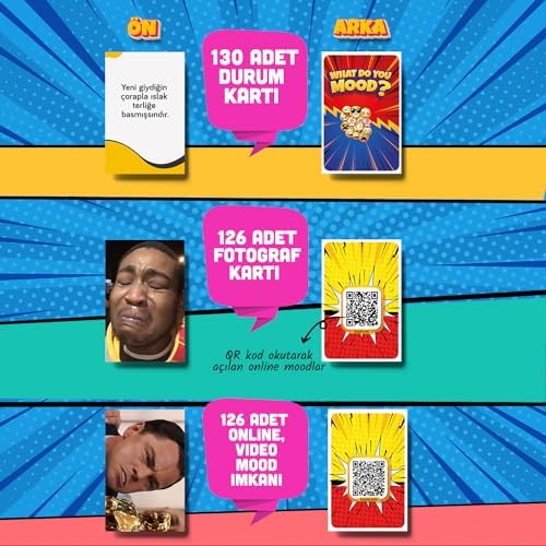 What Do You Mood Moodun Ne - Eğlenceli Grup Arkadaş Aile Kutu Oyunu - Hangisi Mod Moodun Do You Meme - Durum Kartı Oyunu - Görsel 2