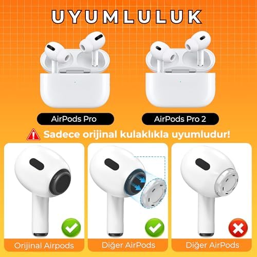 Alternative view of AirPods Pro ve Pro 2.Nesil Uyumlu Anc Delikli Üç Boyut Premium Yedek Silikon Kulaklık Uçları (S, M, L)