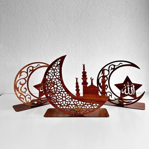 Alternative view of 3'lü Dekor Tealight Mumluk Ceviz Ramazan Ayına Özel