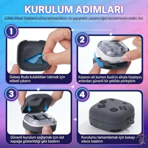 Alternative view of [Gamepad-Design]  Galaxy Buds 4 Pro/Buds 4 için Kılıf Darbe Emici Köşe Korumalı Galaxy Buds4 Kulaklık Kılıfı Yumuşak Dokulu Oyun Konsolu Görünümlü  Buds 4 Pro Kılıf (Koyu Gri)