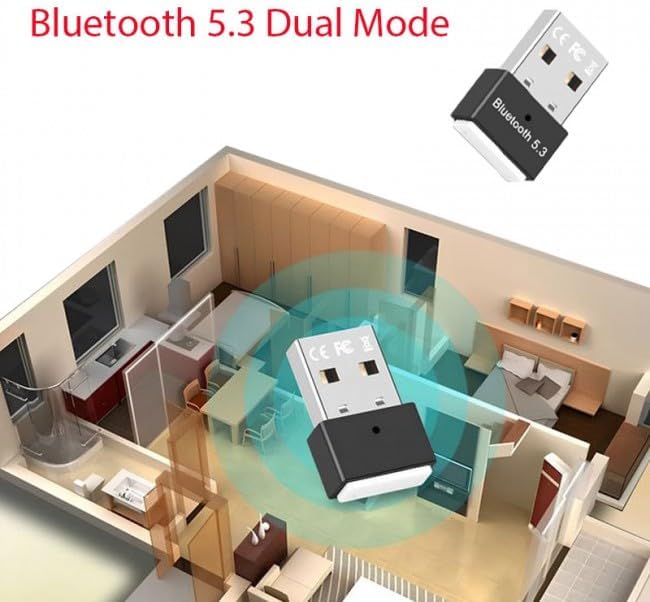Alternative view of Dual Mode Bluetooth 5.3 USB Adaptör Dongle – Bilgisayar için Bluetooth Alıcı Verici, USB Dongle Adaptör PC Laptop, Kulaklık Hoparlör Klavye Mouse Gamepad Bağlantı Aparatı 15m | ZR770