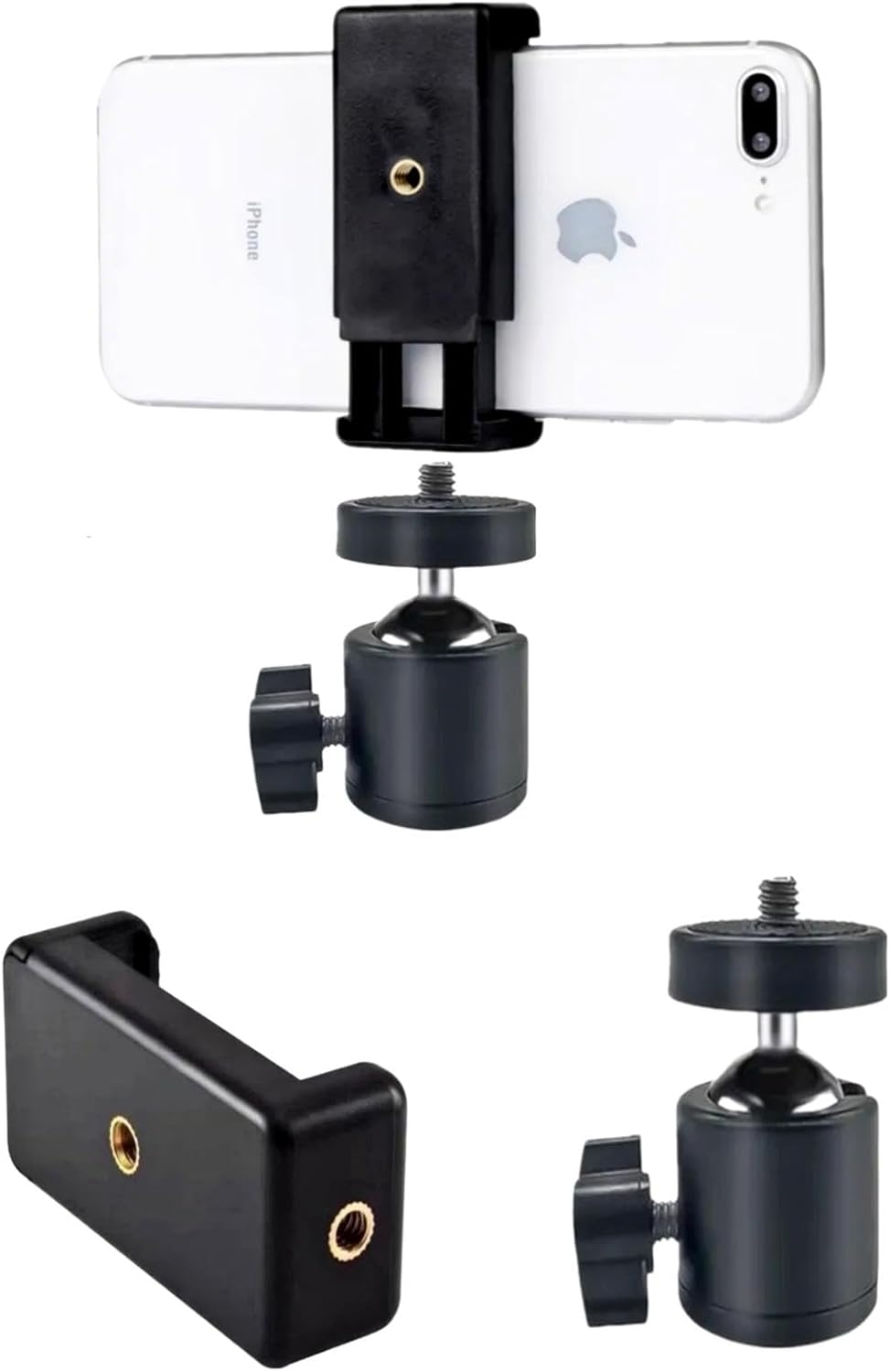 SAYWIN Çift Girişli Telefon Tutuculu Tripod Slr Kamera İçin 360 Derece Dönebilen Metal Mafsal Aparatı 1/4