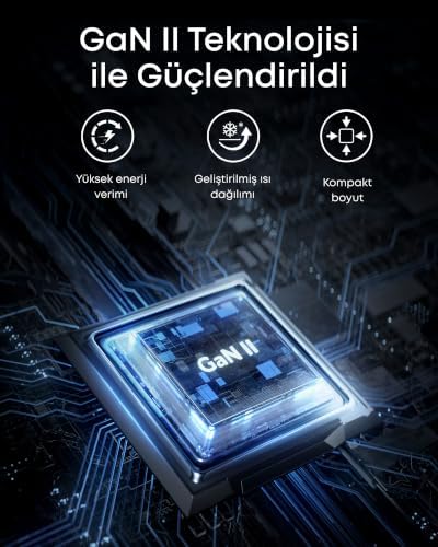Alternative view of PowerPort III Hızlı Şarj Cihazı, 65W, GaN II Teknolojisi, 3 Portlu (2x USB-C, 1x USB-A) Kompakt Adaptör, PPS Hızlı Şarj Cihazı, Siyah - A2667
