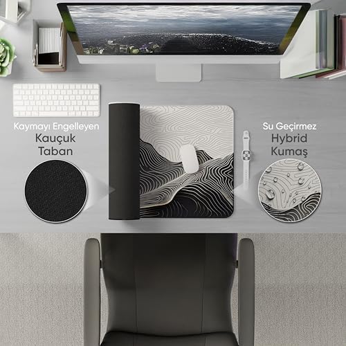 90X40 CM XXL Gaming Mouse Pad [High Density Hybrid Kumaş] [Kaymaz Taban] [Yüksek Çözünürlüklü Baskı] Fare Altlığı Oyuncu Mousepad (Mountain İzohips)