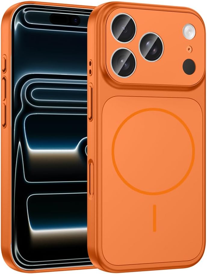 Senon Apple iPhone 17 Pro İçin Kılıf Zore MagSafe Uyumlu Şarj Özellikli Kamera Korumalı Formen Kapak (Turuncu)