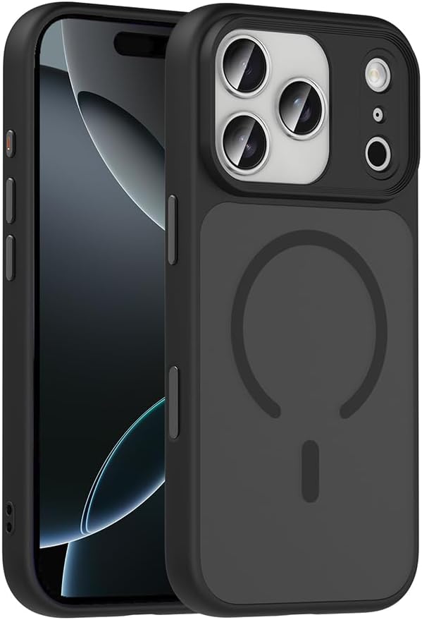 Senon Apple iPhone 17 Pro İçin Kılıf Mat Arka Yüzey Magsafe Uyumlu Şarj Özellikli Zore Flet M-safe Kapak (Siyah) - Görsel 3