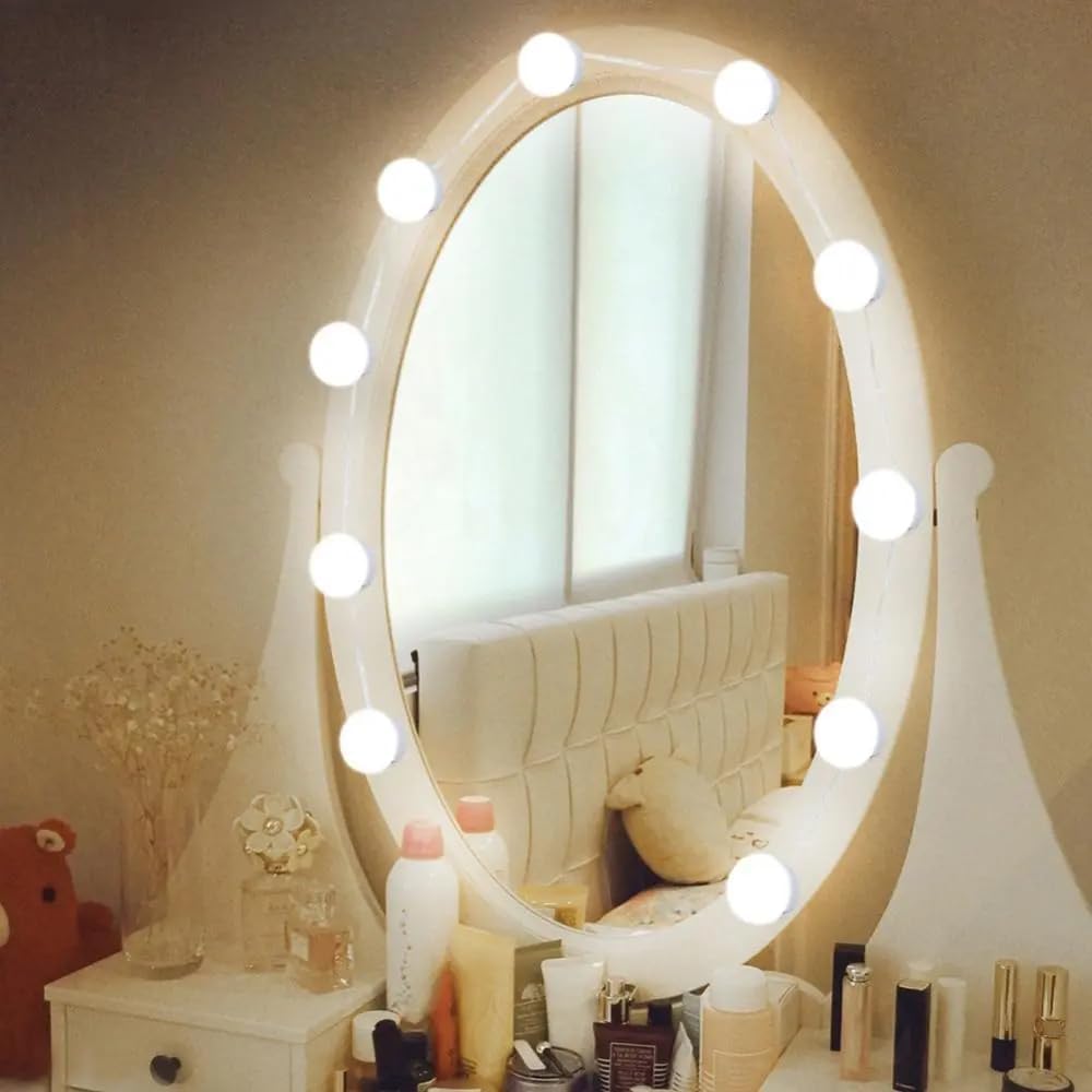 Alternative view of 10'lu Set Makyaj Aynası Işığı Banyo Yatak Odası Işığı Hoolywood Tarzı Led Makyaj Lambası 3 Farklı Renk Modu Makyaj Odası Işığı Mirror1