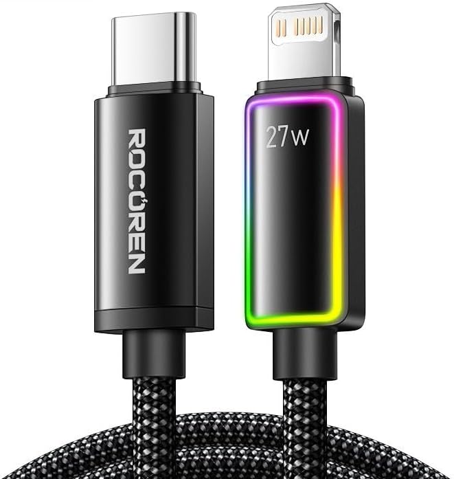 Alternative view of 27W Type-C to Lightning RGB Aydınlatmalı Örgülü Şarj ve Data Kablosu 1 Metre
