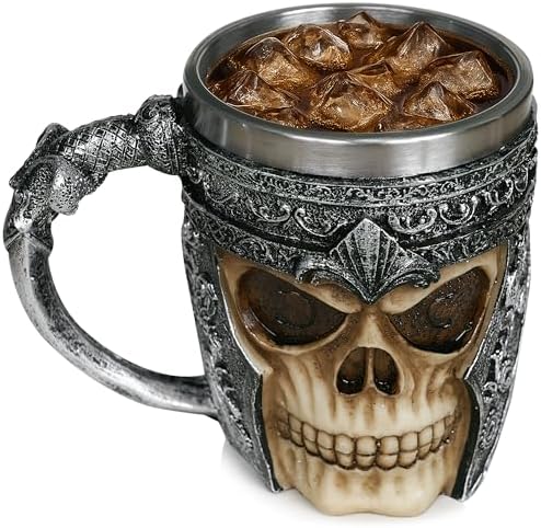 Birinci sınıf 3D kuru kafa fincan paslanmaz çelik kahve, çay, Cappuccino, bira gibi içecekler için I Viking Skull Head kupası iskelet kafatası tasarımlı görünüm (1) - Görsel 3
