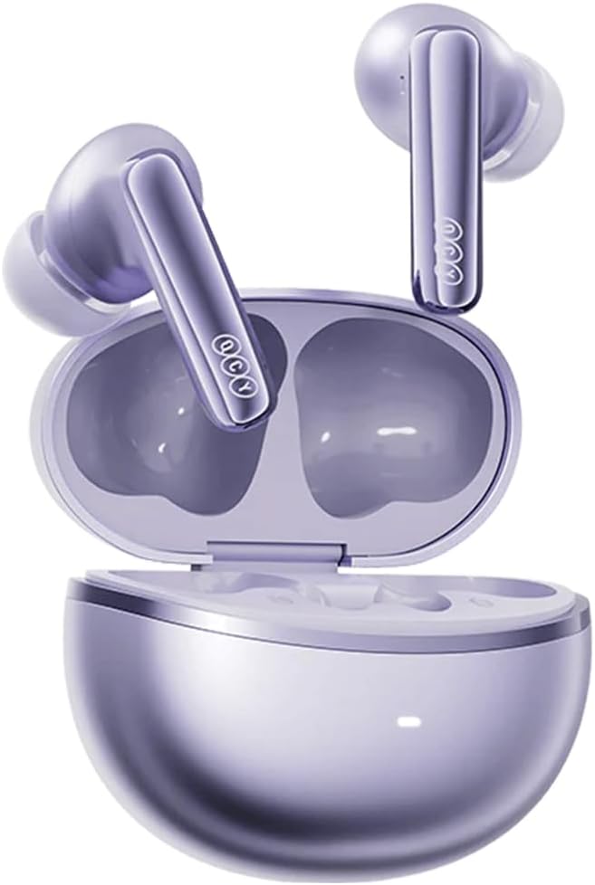 QCY MeloBuds N70 Bluetooth Kulaklık, Hi-Res Audio, LDAC, 50dB Hibrit ANC, Kablosuz Şarj, 50 Saat Pil Ömrü, 6 Mikrofon, Kulakiçi, Mor