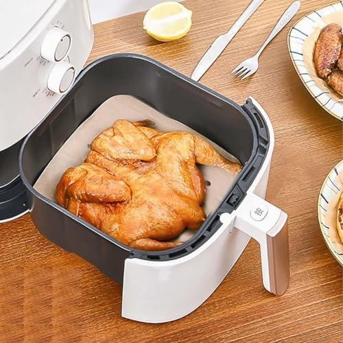 100 Adet Air Fryer Pişirme Kağıdı Tek Kullanımlık Hava Fritöz Yağ Geçirmez Yapışmaz Gıda Pişirme Kağıdı Delikli Kare Model