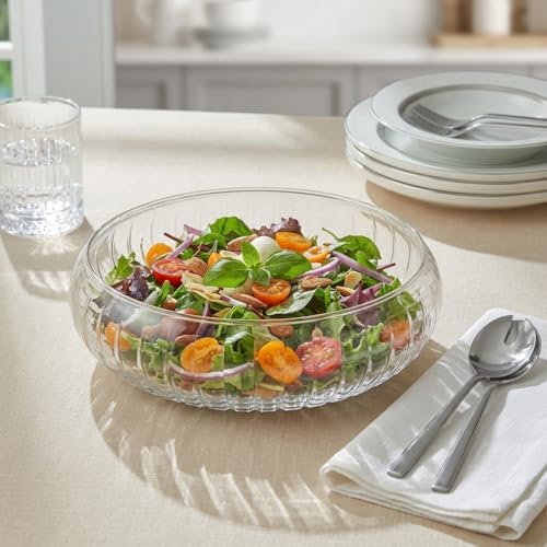 El Yapımı Büyük Boy Cam Salata Kasesi -%100 Üfleme Cam Sanatı Dekoratif Çerezlik ve Meyvelik - 24 cm - Görsel 2