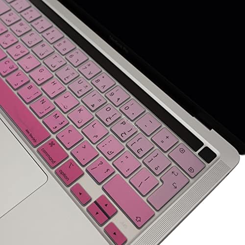MacBook Pro Arapça Klavye Koruyucu UK ISO Ters L Enter A2338 M1 M2 A2251 A2289 A2141 Uyumlu Silikon Keyboard Cover Touch Bar Pembe - Görsel 2
