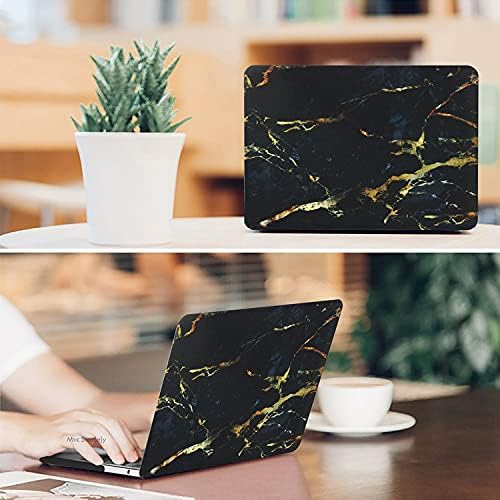 MacBook Air 13 inç Kılıf Uyumlu A1369 A1466 Sert Kapak Mermer Desenli İnce Hafif Darbe Emici TPU Koruyucu Siyah - Görsel 2