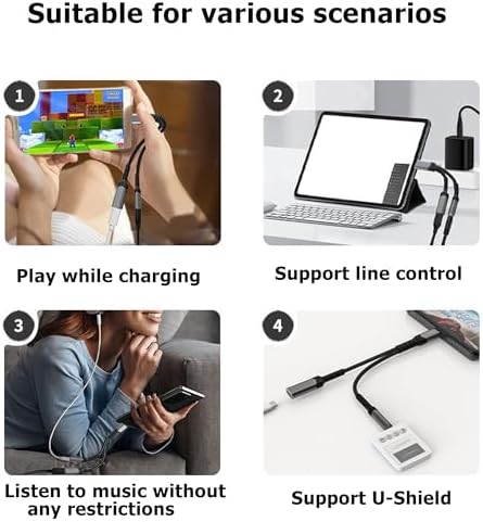Alternative view of AWINLI USB C - 3,5 mm Kulaklık ve Şarj Aleti Adaptörü, 2'si 1 Arada Aux - USB C Ses Jakı ve PD Hızlı Şarj Adaptörü, iPhone 16 15 Pro Max, Galaxy S24 S23 S22, Piksel, iPad Pro için uygundur