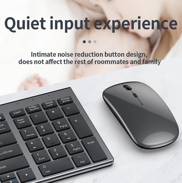 Alternative view of Onezero Kablosuz Türkçe Klavye Mouse Set Şarjlı Klavye Mouse 2.4G USB Dongle ve Bluetooth Bağlantılı Ergonomik Tasarım Kablosuz Keyboard Fare Titanyum Renk ZR609
