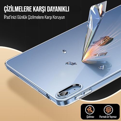 Alternative view of APPLE ile uyumlu 11 inç iPad (A16) / iPad Air 10.9 inç/iPad 10.Nesil 10.9 Kılıf Şeffaf Silikon Arka Kapak