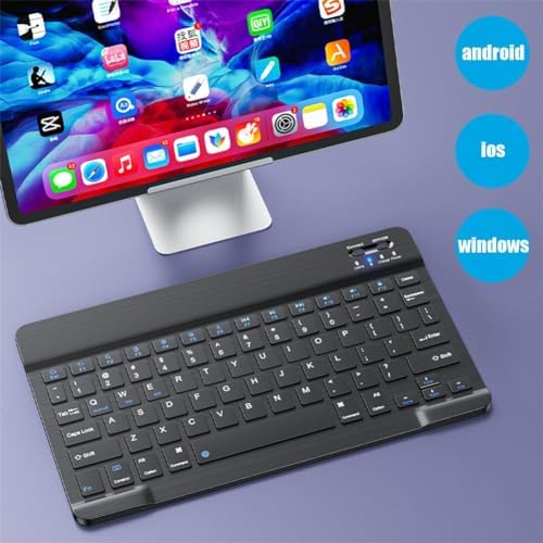 Windows/Android/IOS Sistemi için Kablosuz Bluetooth Uyumlu Klavye Fare Seti Mini Ultra İnce Şarj Edilebilir Türkçe (Beyaz)