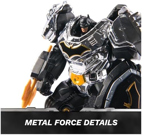 DC Comics, Metal Force Batman aksiyon figürü, 15 cm boyutunda ve 10 cm mini figürlü, yerleşik patlayıcı ve zırh takımı, 4 yaş ve üzeri kız ve erkek çocuklar için süper kahraman oyuncakları - Görsel 3