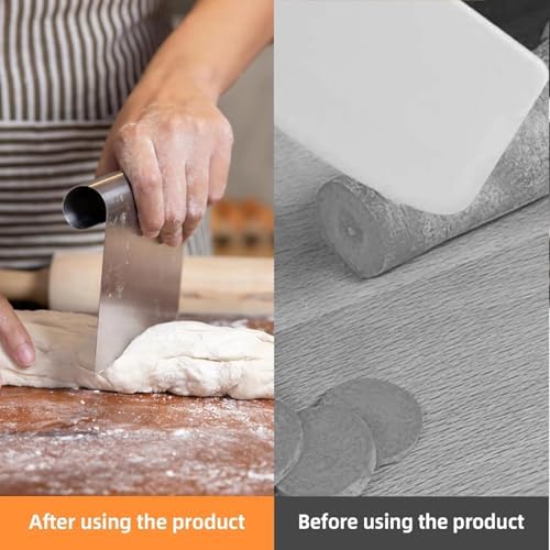 2 Adet Büyük Boy Hamur Kesici & Kazıyıcı Seti – cm/inç Ölçekli Metal Hamur Spatulası – Pizza, Pasta, Ekmek ve Hamur Bölücü Profesyonel Mutfak Aleti 20 cm
