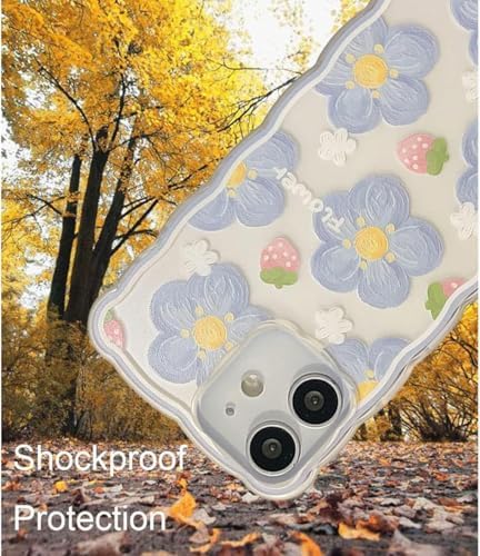 Xspring Telefon Kılıfı, Şeffaf Yumuşak TPU Kılıf, Mavi Yaban Mersini Çiçek Desenli, İle Uyumlu Telefon 12 Modeli, Kadınlar ve Kızlar İçin Şık Dalga Tasarım - Görsel 3