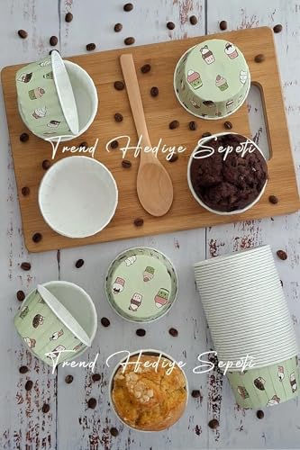 Cupcake Muffin Kalıbı Büyük Boy XL Mint Yeşili Dondurma Desenli Jumbo Kek Kapsülü 50'li - Görsel 3
