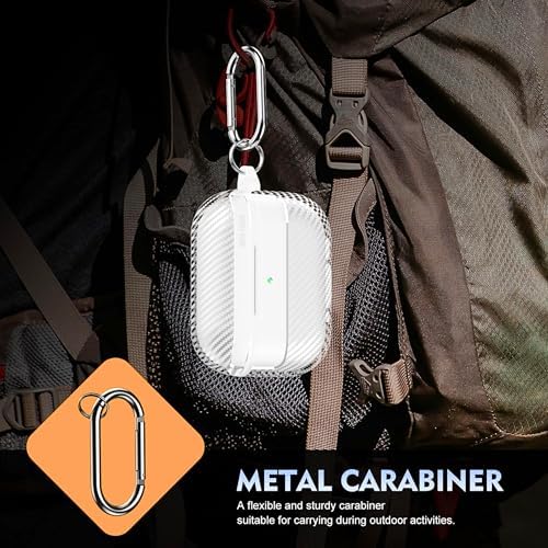 Alternative view of AirPods Pro 3. Nesil Uyumlu Karbon Fiber Hybrid Polymer Technology Premium Kulaklık Kılıfı (Şeffaf)