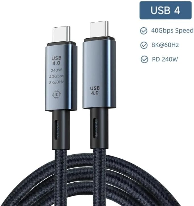 40Gbps 240W 4.0 Thunderbolt Type-C to Type-C Şarj, Data ve 8K 60Hz Görüntü Aktarım Kablosu Tip C 50cm ZR848
