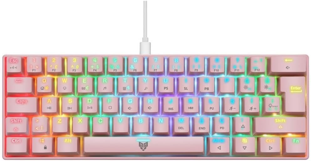 Blueforce Majesty 62 Tuşlu Rgb Mini Gaming Oyuncu Mekanik Klavye Red Switch Pembe - Görsel 3