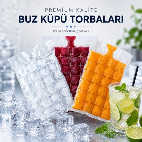 Buz Küpü Torbası - Pratik Doldurulabilir Buz Yapma Poşeti Sızdırmaz Tek Kullanımlık Buz Küpleri Soğuk Kompres İçecek Soğutma Hızlı ve Hijyenik Çözüm Ev Piknik Kamp Parti Plaj Ofis (20) - Görsel 2