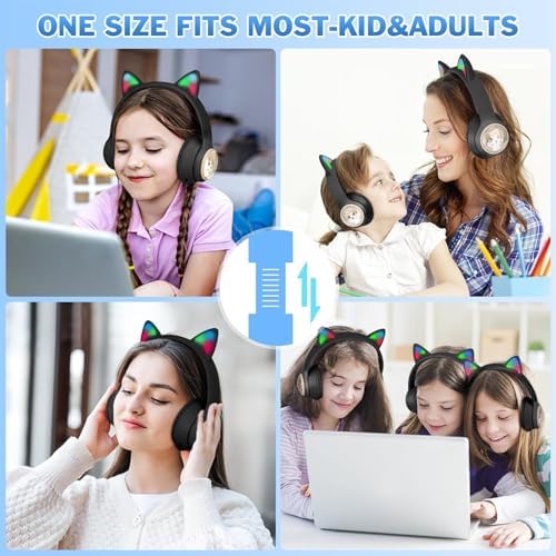 RENKLİ BÜYÜK A KALİTE KULAK ÜSTÜ TAÇ RENKLİ IŞIKLI KEDİ KULAKLI KEDİ KABARTMALI 5.3 VERSİON PED BALŞLIKLI BOYU AYARLANABİLEN ÇOK RAHAT BLUETOOTH KULAKLIK AKZ 02 (TURQUAZ) - Görsel 3