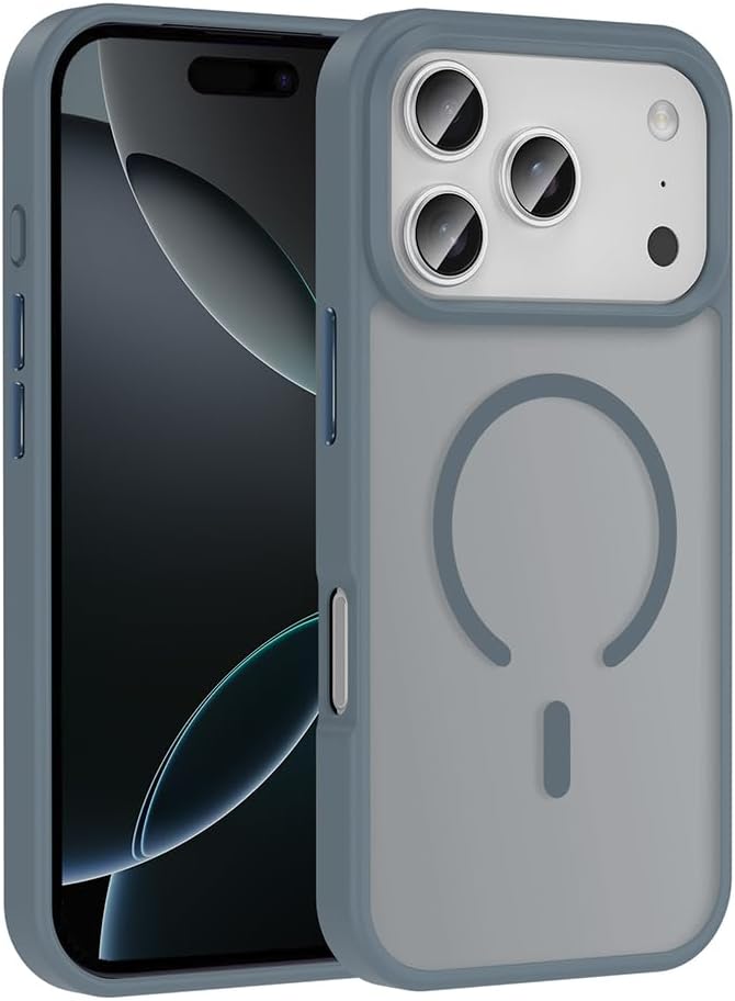 Senon Apple iPhone 17 Pro İçin Kılıf Magsafe Uyumlu Şarj Özellikli Mat Arka Yüzey Zore Sio Kapak (Gri) - Görsel 3