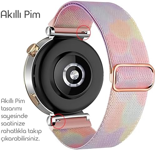 Alternative view of Bahar Serisi 18mm Esnek Kumaş Kordon  ile Uyumlu GT5 41mm/GT5 Pro 42mm/GT4 41mm için Terleme Karşıtı Nefes Alabilen Bileğe Göre Ayarlanabilen Elastik Kayış